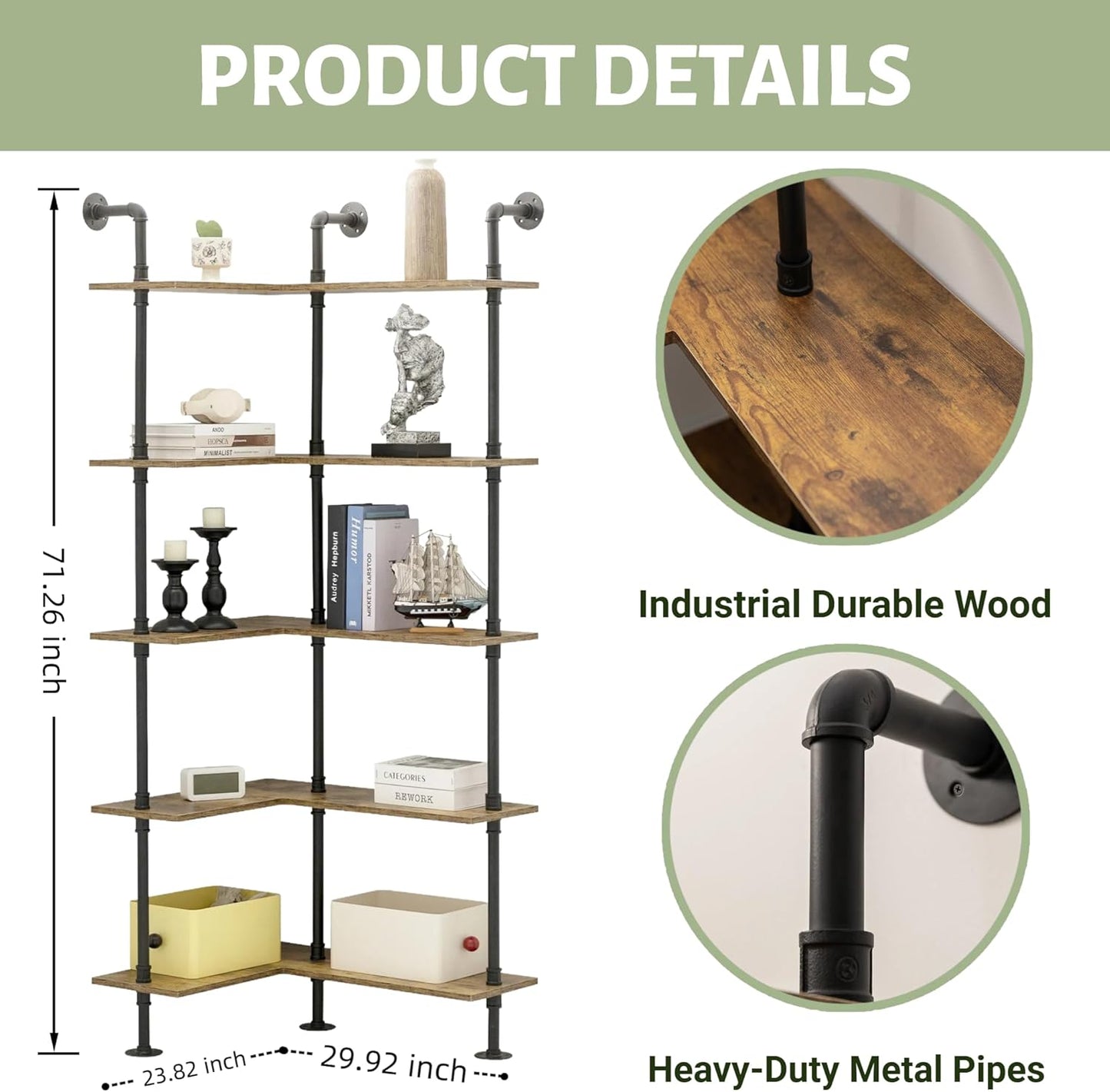 Industrial Pipe Corner Bookshelf
